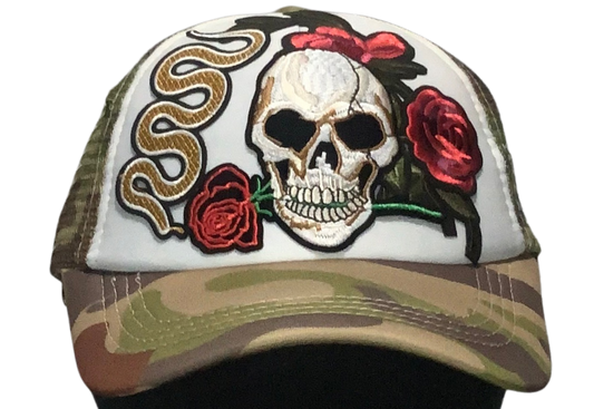 Skull Rose Trucker Hat