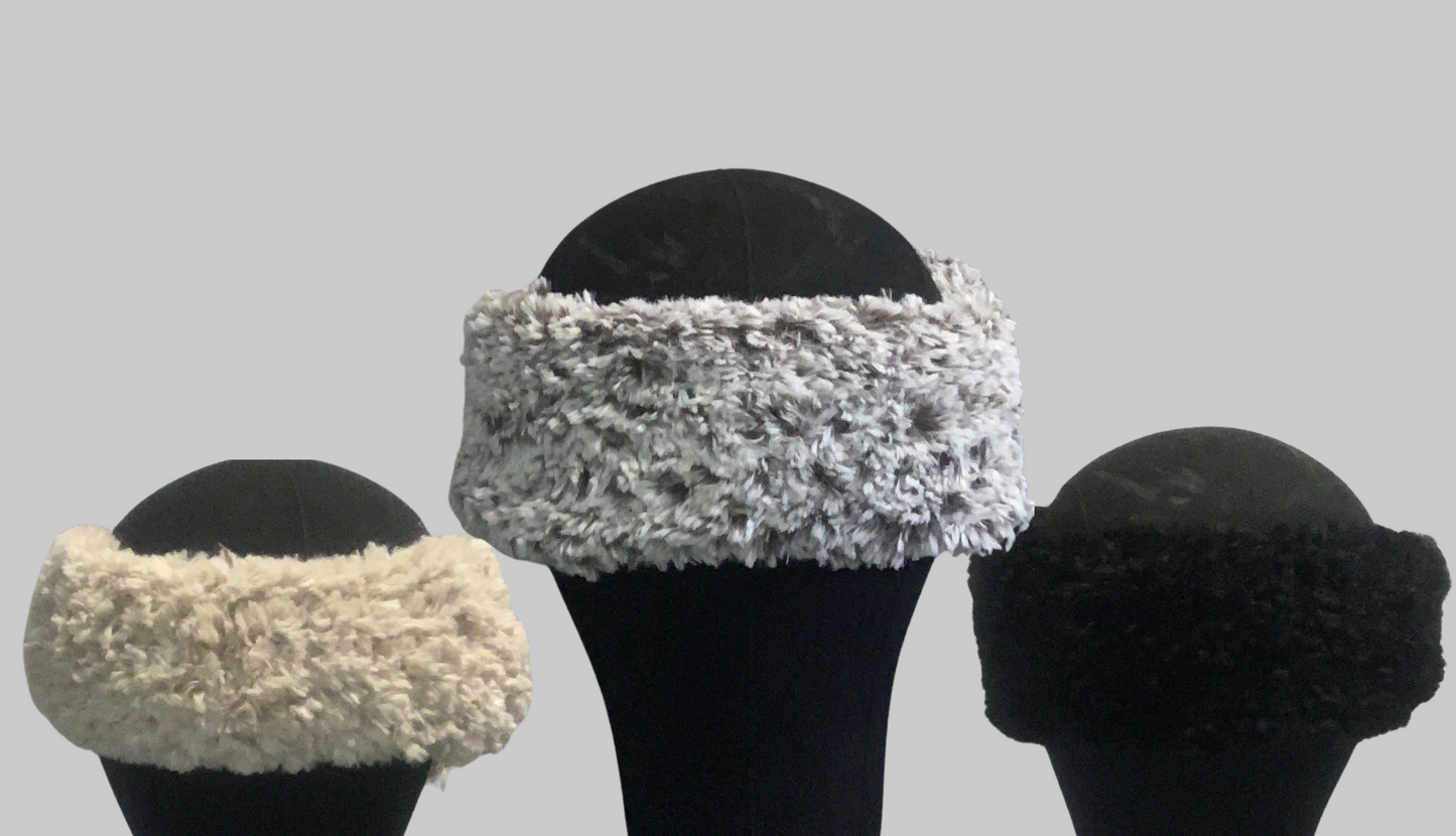 Gray Faux Fur Headwrap