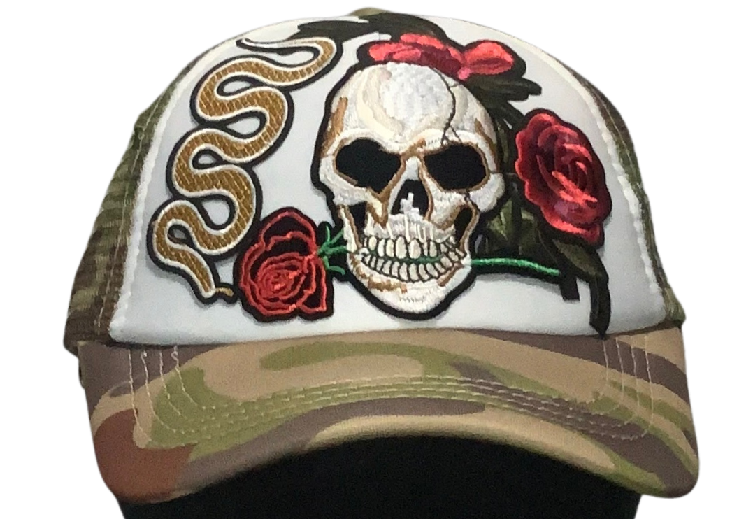 Skull Rose Trucker Hat