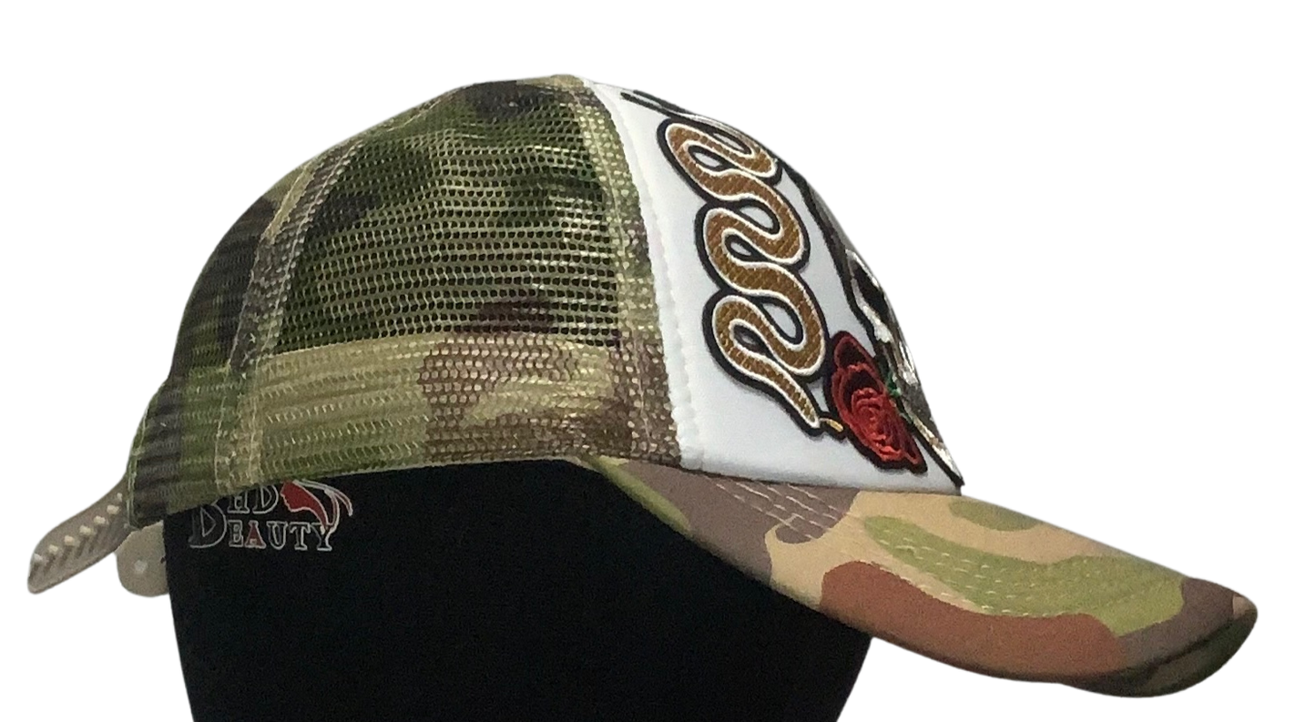 Skull Rose Trucker Hat