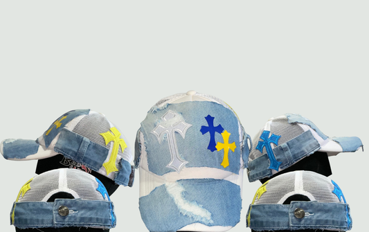 Denim Cross Trucker Hat